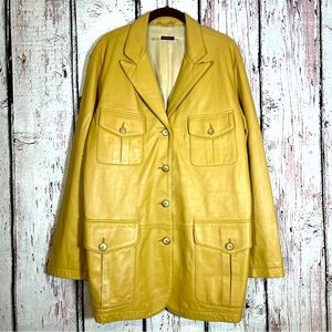 🎉HP🎉 Vintage Industria Soft Leather Utility Driving Coat Italy Jacket Size 46